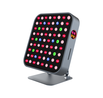 LED panel with colorful lights on a white background